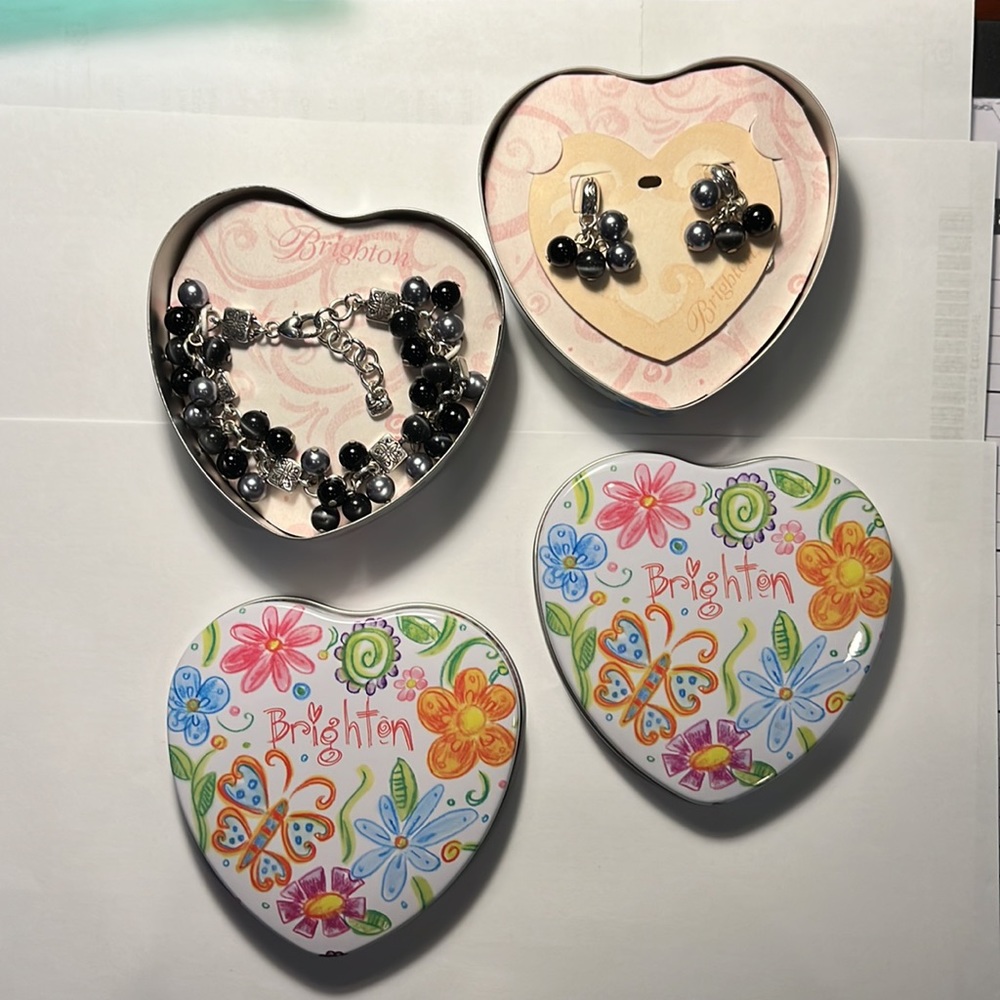 Brighton Silver/Black Mimosa Earrings and matching bracelet.